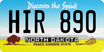 ND license plate HIR890