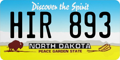 ND license plate HIR893