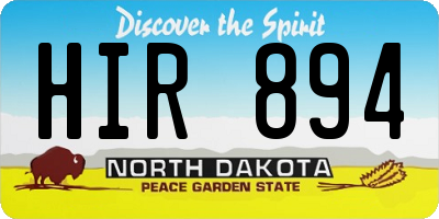 ND license plate HIR894