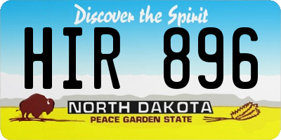 ND license plate HIR896