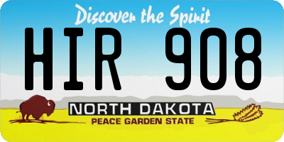 ND license plate HIR908
