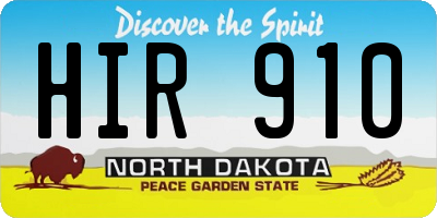 ND license plate HIR910