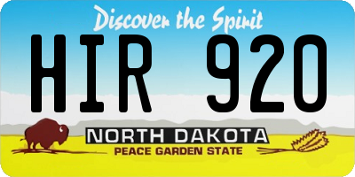 ND license plate HIR920