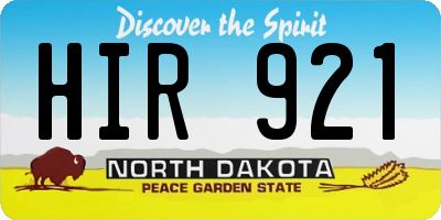 ND license plate HIR921