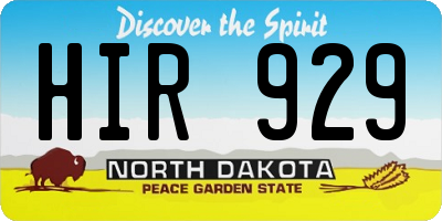 ND license plate HIR929