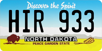 ND license plate HIR933
