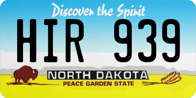 ND license plate HIR939