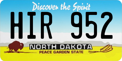 ND license plate HIR952