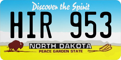ND license plate HIR953