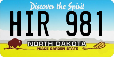 ND license plate HIR981