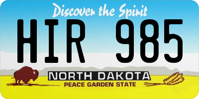 ND license plate HIR985