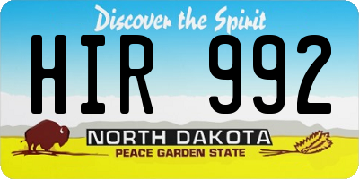 ND license plate HIR992
