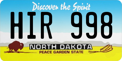 ND license plate HIR998