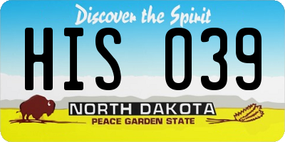 ND license plate HIS039