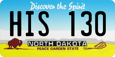 ND license plate HIS130