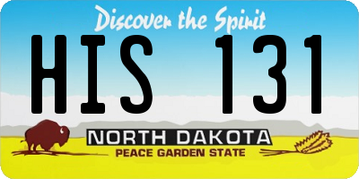 ND license plate HIS131