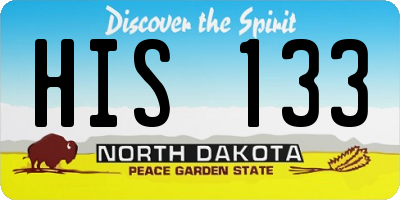 ND license plate HIS133