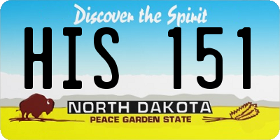 ND license plate HIS151