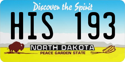 ND license plate HIS193