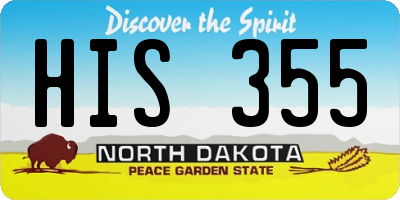 ND license plate HIS355