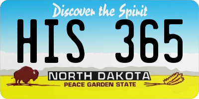 ND license plate HIS365