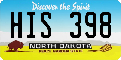 ND license plate HIS398