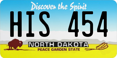 ND license plate HIS454