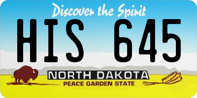 ND license plate HIS645