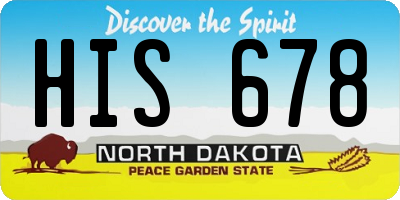 ND license plate HIS678