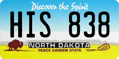 ND license plate HIS838