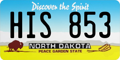 ND license plate HIS853