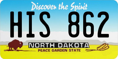 ND license plate HIS862