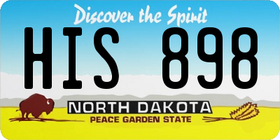 ND license plate HIS898