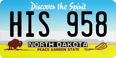 ND license plate HIS958