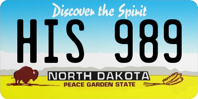 ND license plate HIS989