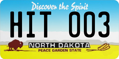 ND license plate HIT003
