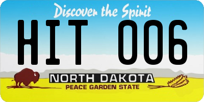 ND license plate HIT006