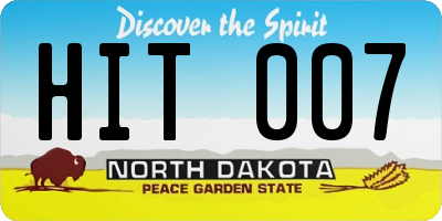ND license plate HIT007