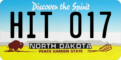 ND license plate HIT017