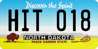 ND license plate HIT018