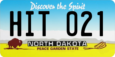 ND license plate HIT021