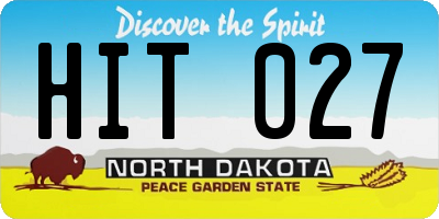 ND license plate HIT027