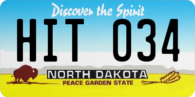 ND license plate HIT034