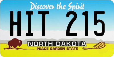 ND license plate HIT215