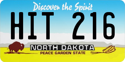 ND license plate HIT216