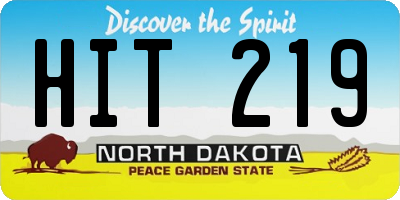 ND license plate HIT219