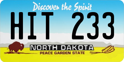 ND license plate HIT233