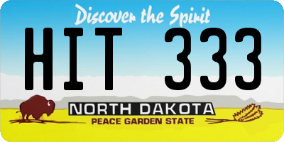 ND license plate HIT333