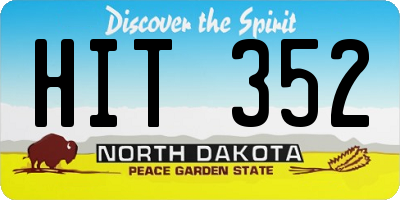 ND license plate HIT352