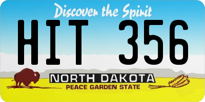 ND license plate HIT356